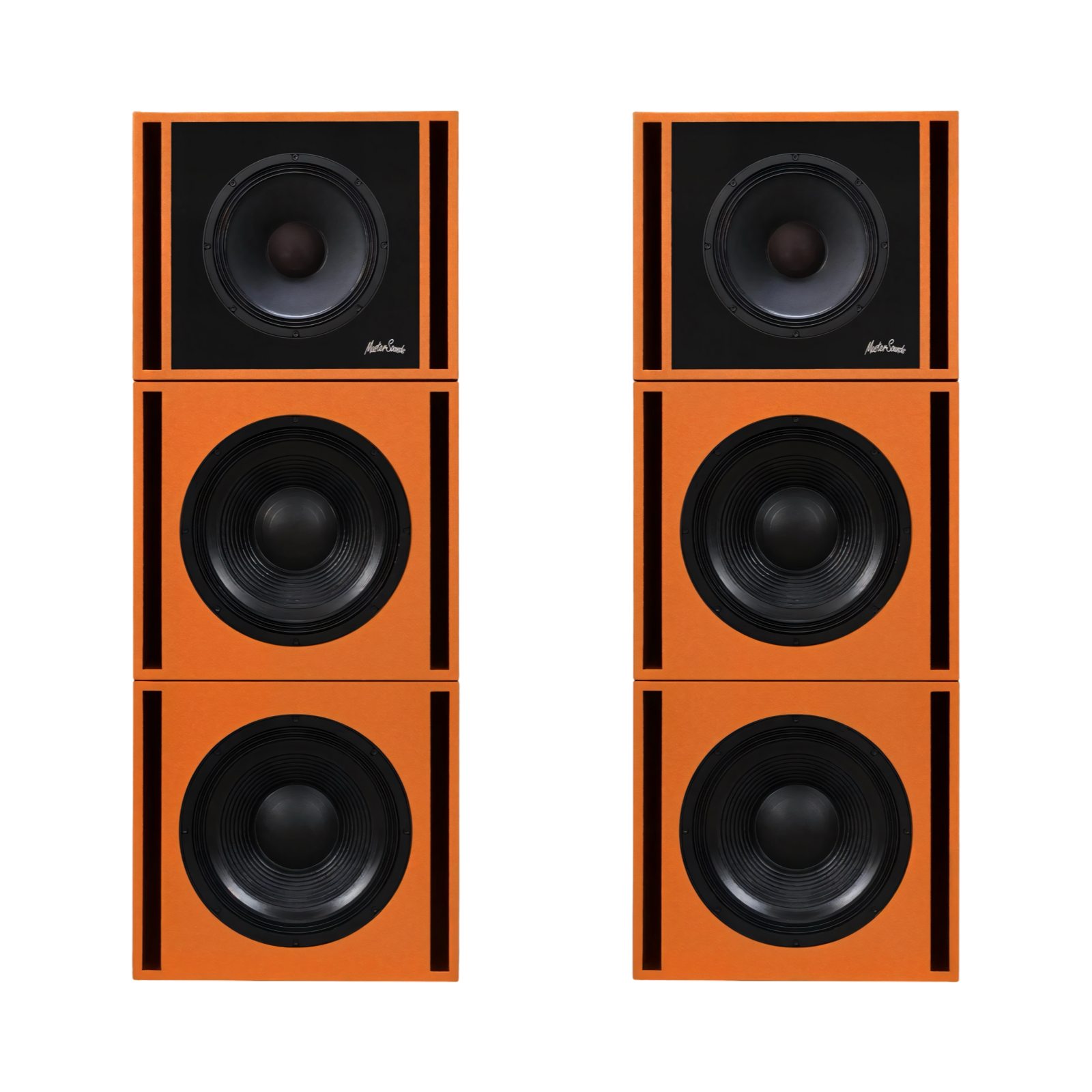 The MasterSounds Clarity M-1215 stacks in deep orange